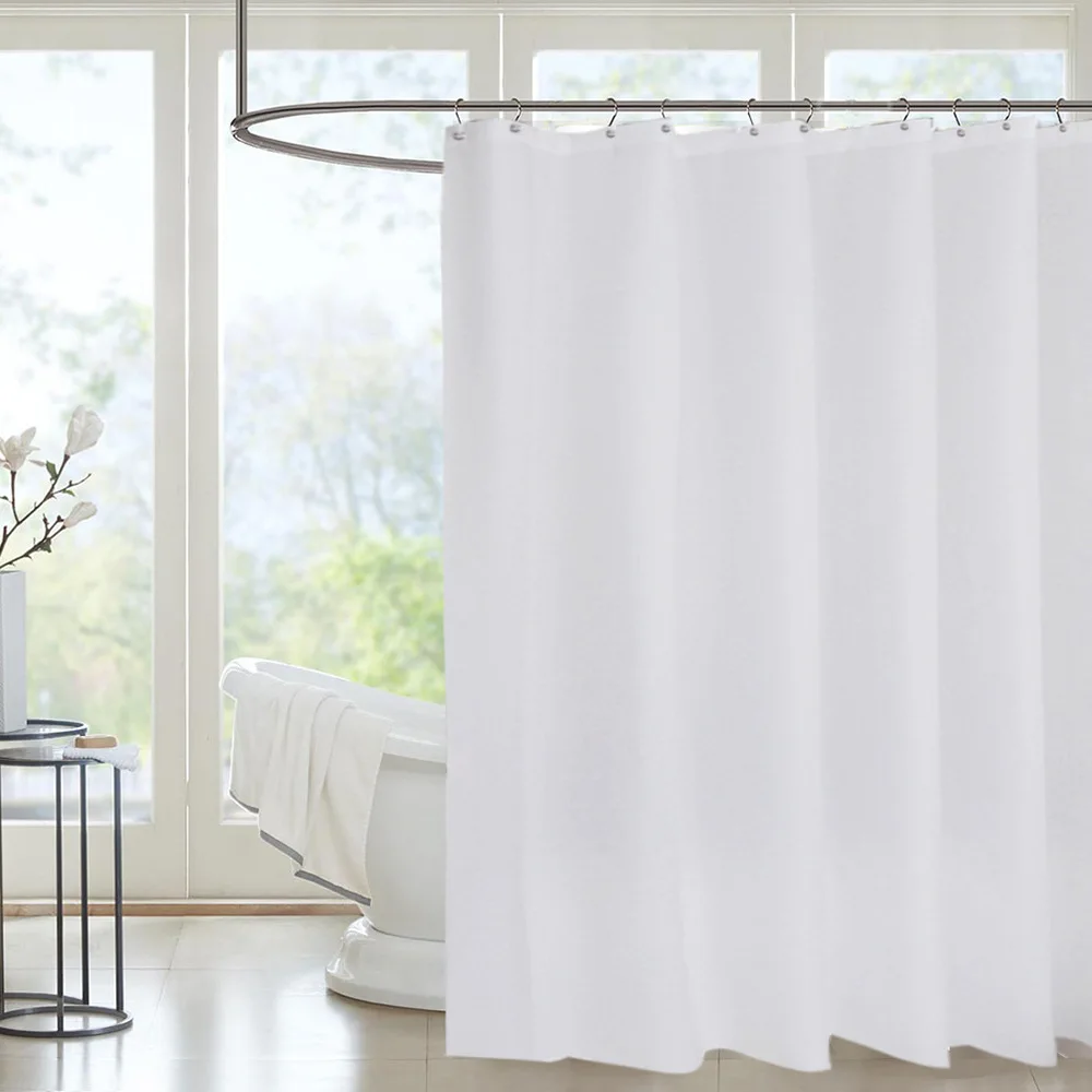 

Waterproof Mildew Resistant Polyester Fabric Solid White Hotel Quality Machine Washable Shower Curtain Liner for Bathroom