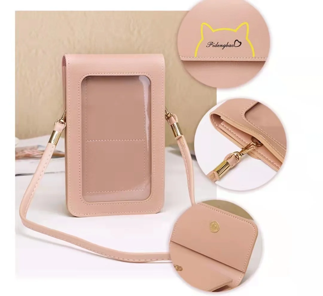 

AIZHU ODM Hot Selling Good Quality PU Leather Magnetic Buckle Cute Long waterproof phone bag 2021