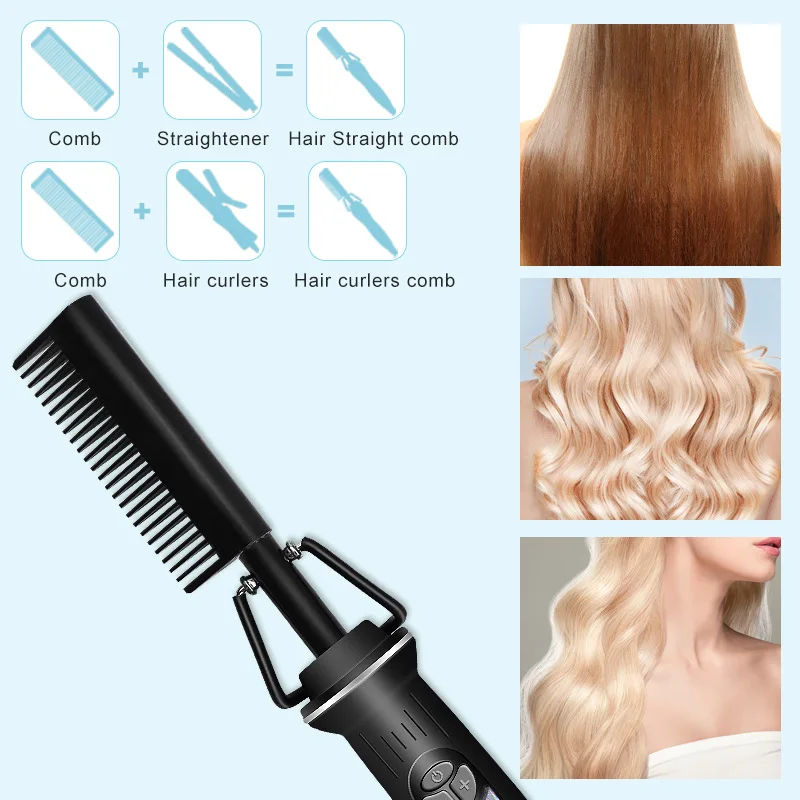 hot iron comb hair straightener curler