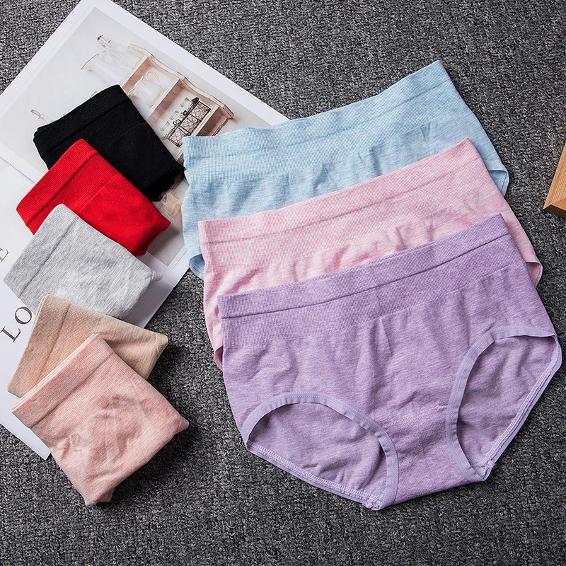 

seamless Mid-rise cotton Panties with Cotton crotch Factory direct sale women underwear girls comfortable cotton pantie, Orange,pink,gray,green,blue,purple