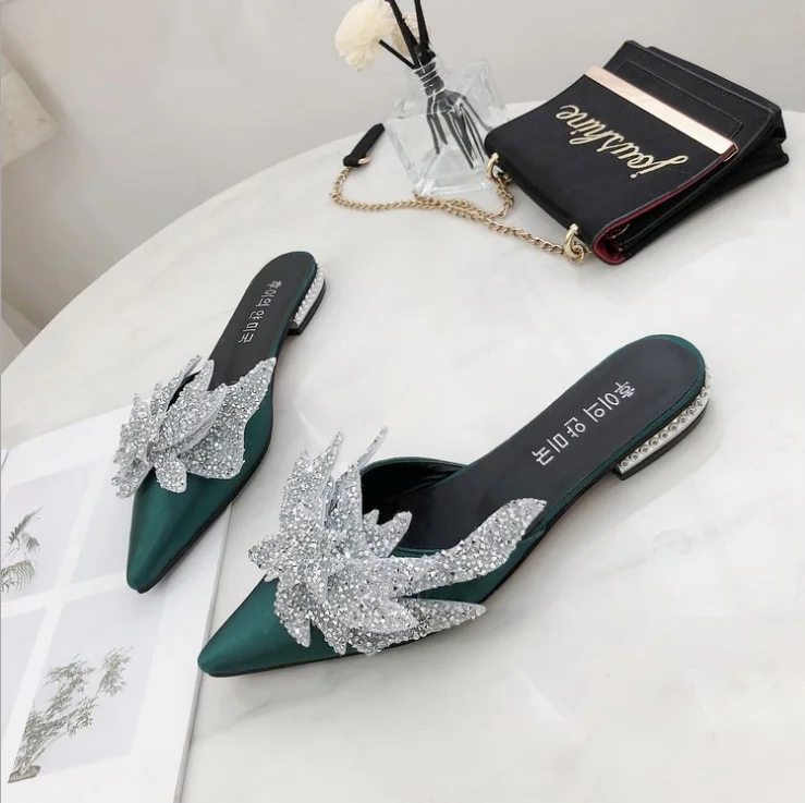 

ladies sandal sexy women slippers shoes flats, Black,green