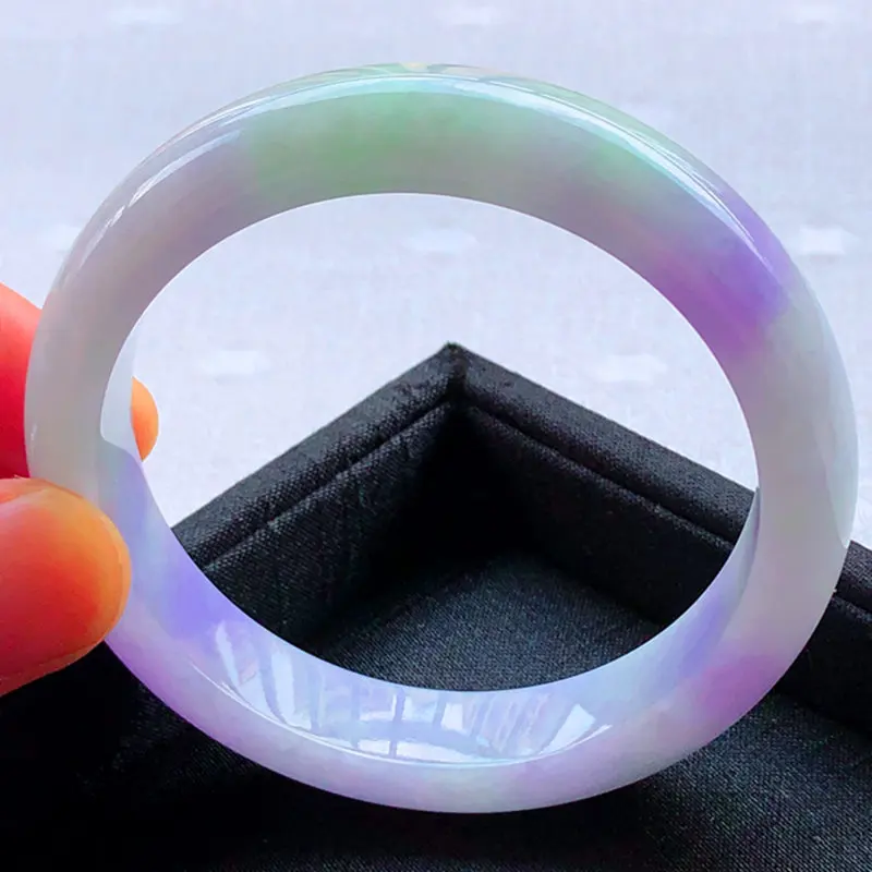 

YQ269 free shipping natural violet and green jadeite jade Bangle and bracelet jewellery, White