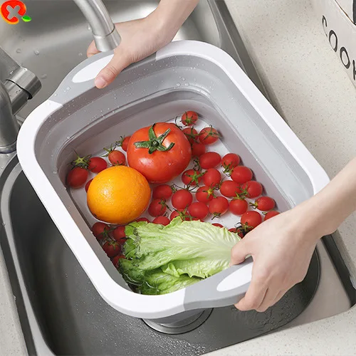 

XWX Top Sale Vegetable Fruit Washing Adjustable Collapsible Folding Colander Strainer Kitchen Drain Basket, Black