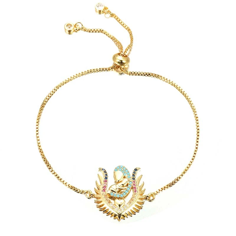 

Wholesale fashion white K round mother and child bracelet bracelet set with diamond adjustable bracelet for family gift