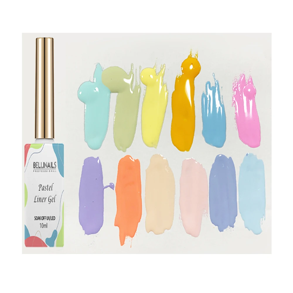 

Bellinails OEM private label nail art uv gel 12 pastel colors set pastel neon colors liner gel painting art gel