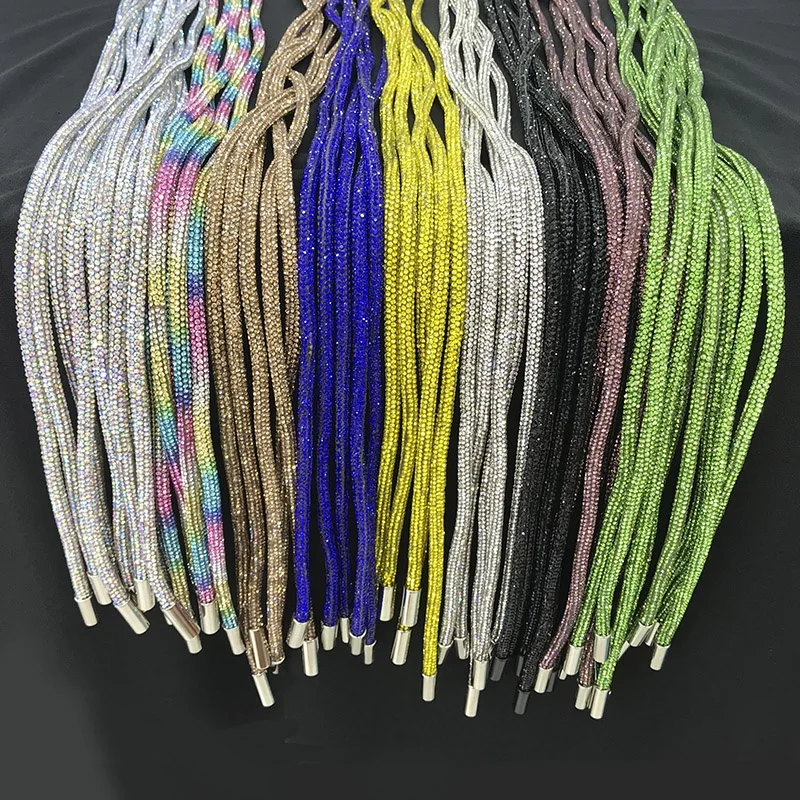 

S528 Round Crystal Drawstring Luxury diamond cord rhinestone hoodies string for hoodies pants belt DIY, Various colors, customize colors welcome