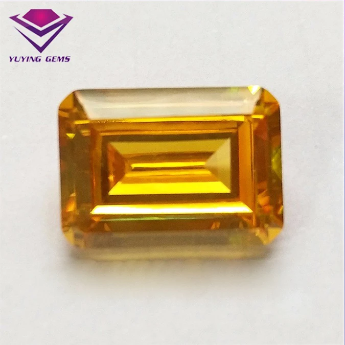 

Yuying Gems Emerald Cut Octagonal Shape 10x12mm Golden Yellow 3A CZ Loose Gemstone