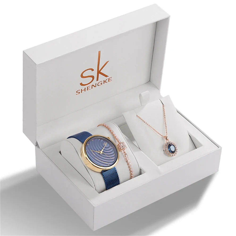 

Set Watch Fashion Trend Rhinestone Women's Watch Watch 3 Piece Set Earrings Necklace, As the picture