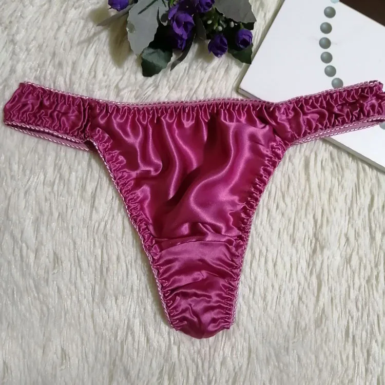 

st unisex rosy silk thongs breathable panties underwear cozy lovers silk thongs