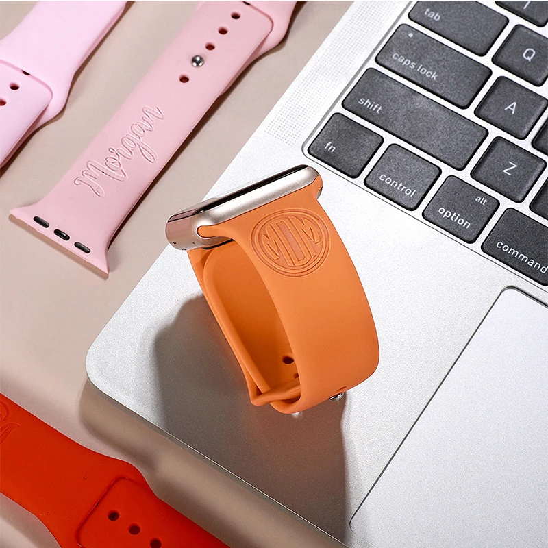 

High-Quality Multi-Color Laser Engraved Logo Low-Volume Wholesale Personalized Strap Silicone Strap Apple Watch Strap