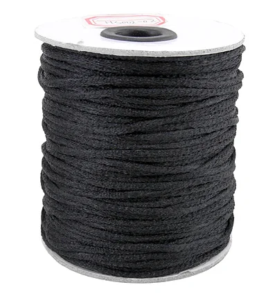 

Padnahall 2mm Black Nylon Thread Rattail Satin Cords