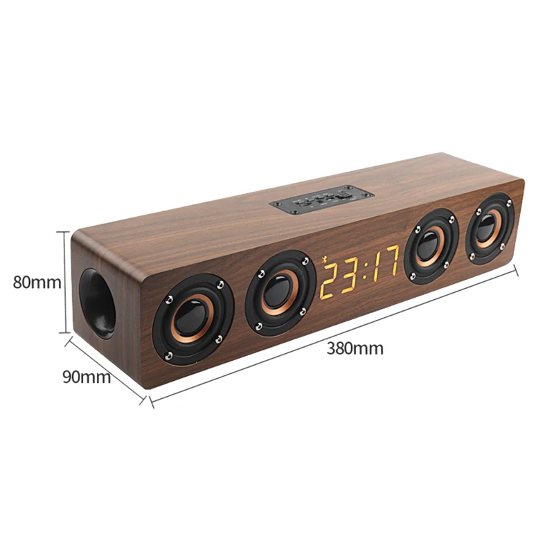 

Wooden Speaker MultimediaOEM high quality bt speaker wireless clock bamboo speaker W8C, Brown/khaki