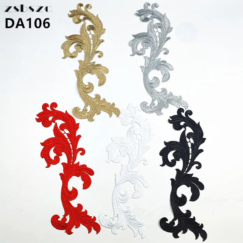 Newly Designed Eco-Friendly Sew-On Water-Soluble Lace Patches for Garment Adorned with Multi-color Embroidery Decals