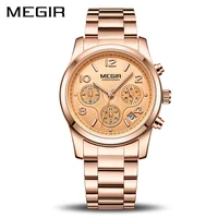 

Megir 2057 Luxury Rose Gold Women Watch Waterproof Calendar Unique Quartz Hand Chain Dress Watches for Female Lady Clock