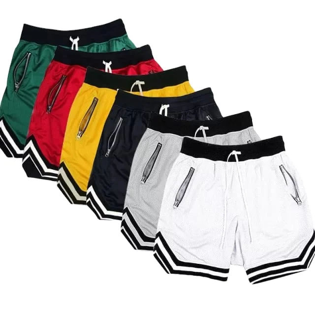 

Multiple Colour Mens Running Sports Five Point Shorts Anti Pilling Breathable Quick Drying Loose Fitness Basketball Pants, As picture