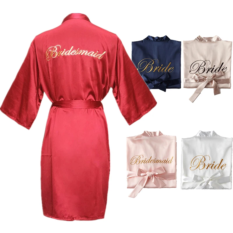 

Factory Wholesale Custom Silk Satin Robes Women Sexy Night Gown Robes Sleeping Sets Bridesmaid Satin Lace Robes For Wedding, Red, pink,champagne, navy blue, white