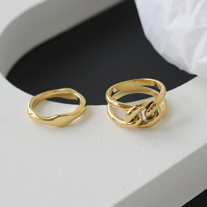 

New Designs Irregular 18K Stainless Steel Gold Plated Cuban Chain Ring Women Jewelry, Gold, silver, rose gold, black