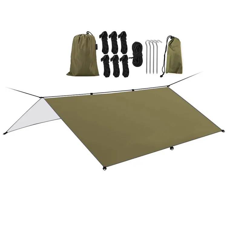 

Portable ultralight hiking fly tarp tent waterproof, windproof portable awning camping sunshade shelter, Dark grey