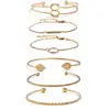 Yellow Gold Plated Inspirational Love Knot Stackable Open Cuff Bangle Bracelet Set for Women Girls