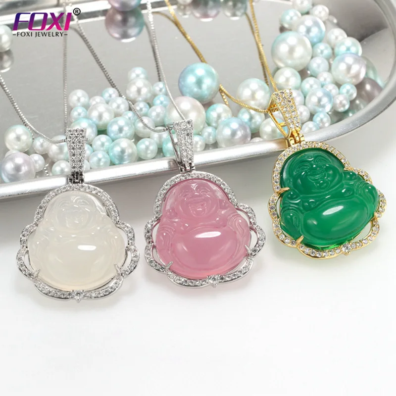 

Foxi jade jewelry Buddha Pendant, male and female Buddha smile crystal pendant