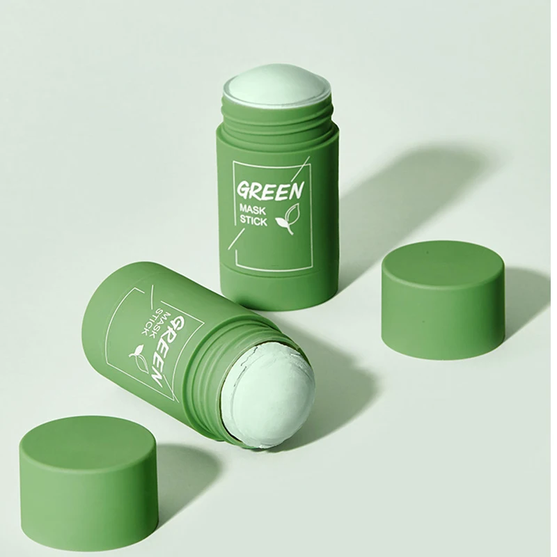 

2021hot sale solid green face mask stick with green tea extract dimension E for Moisturizing Cleaning