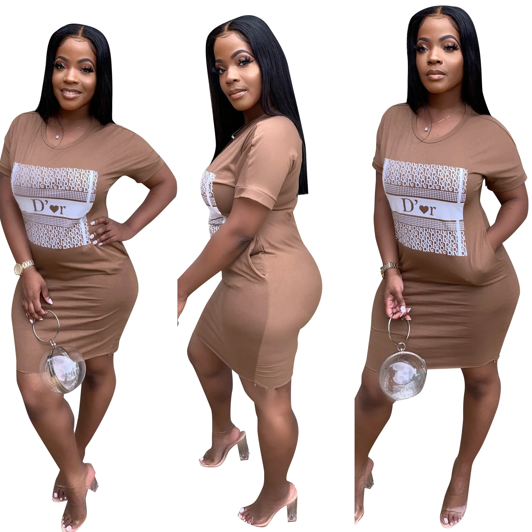 

spring summer 2021 new Fashionable D loving heart r printed sexy casual print short-sleeved casual dresses