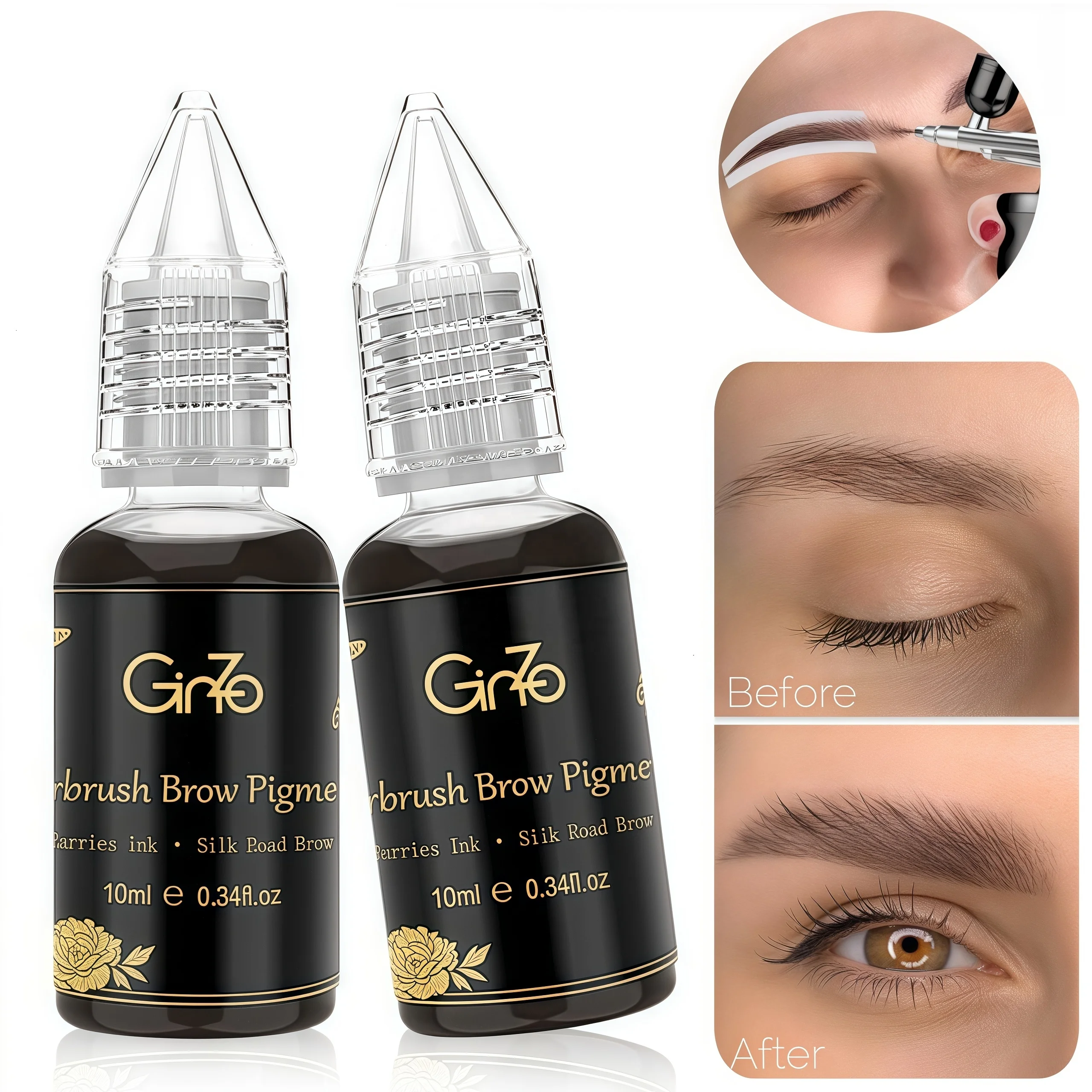 Vegan Brow Tint Kit Eyebrow Tinting Long Lasting Eyebrow Stain Color Airbrush Temporary Tattoo Ink Tinting Dyeing for Salon