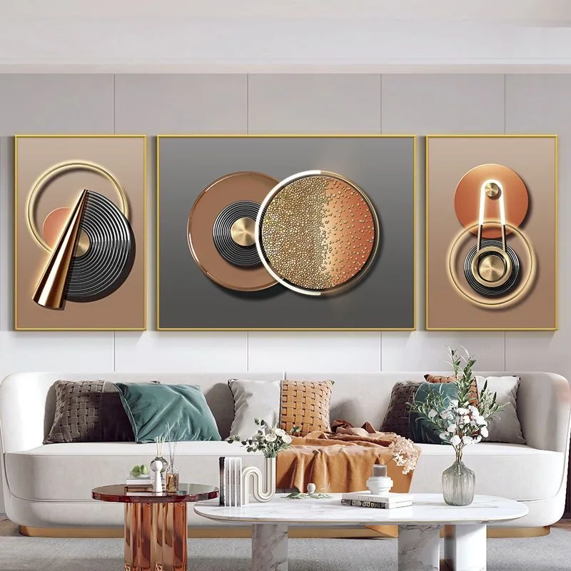 160X60cm S3 Modern Light Luxury Geometric Simple Sofa Wall Hanging Painting Abstract Art Triplet Crystal Porcelain Painting