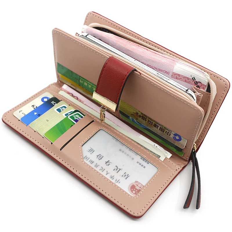 

New Design promotion oem women wallet pu leather lady's metal clutch wallet
