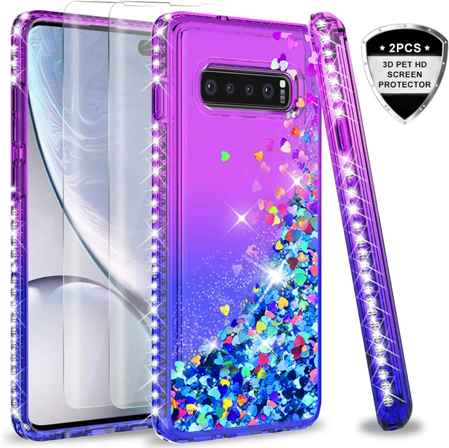 

LeYi acrylic back case for samsung S10 PLUS luxury phone cases with screen protector[2 Pack]