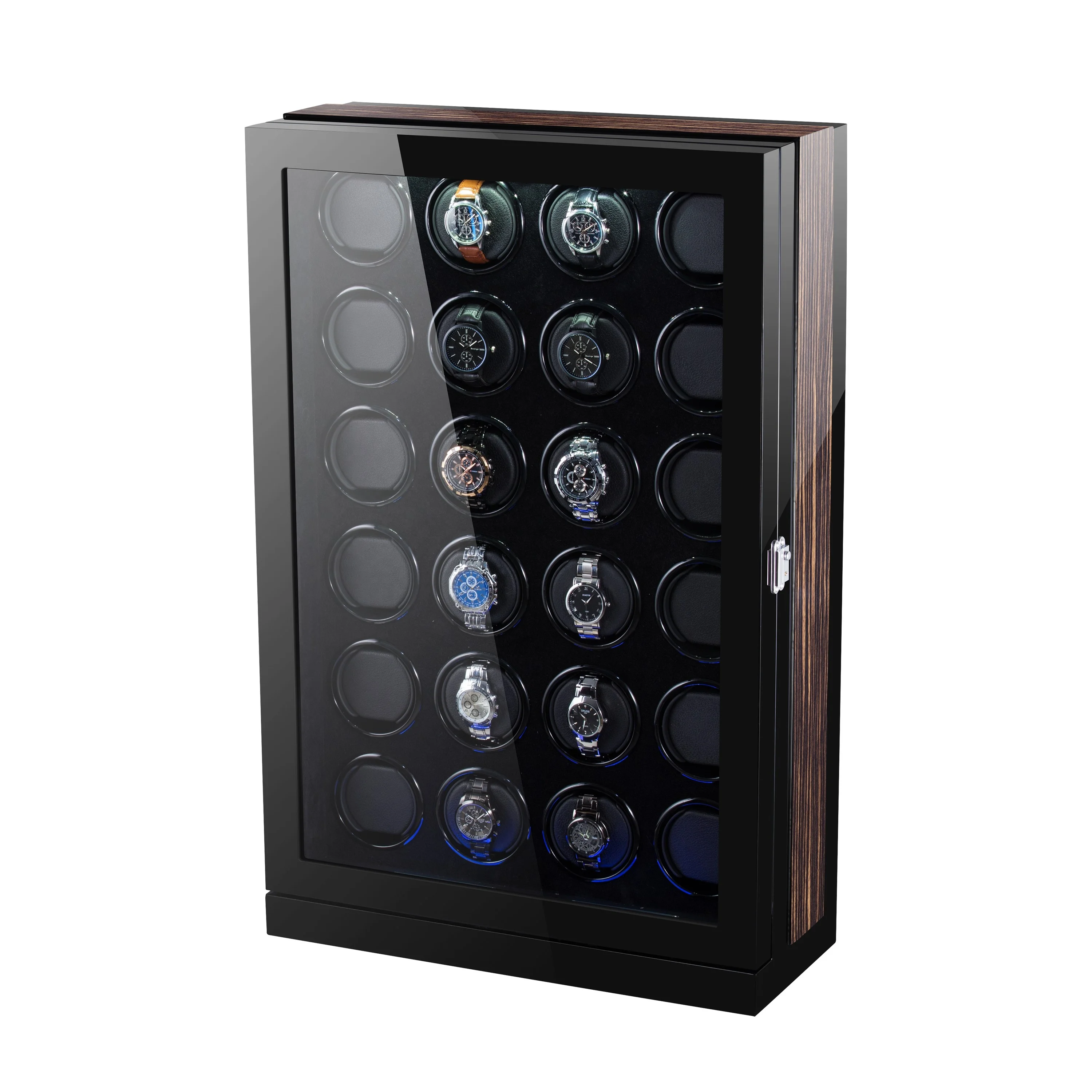 

Hot selling safe watch winder touch screen Japanese motor for 24 watches wooden watch winder