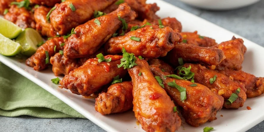 Platter of perfectly fried Indian chicken wings