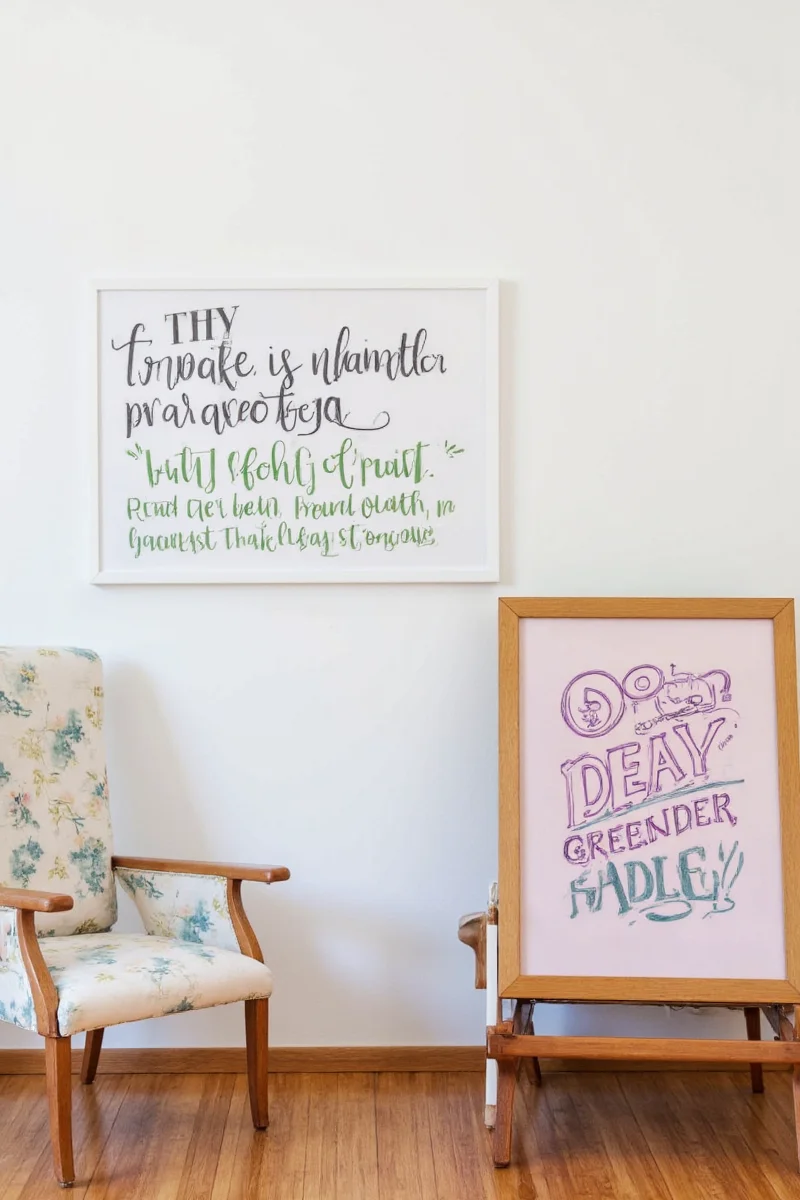 Examples of Lindsay Lettering style in wall art