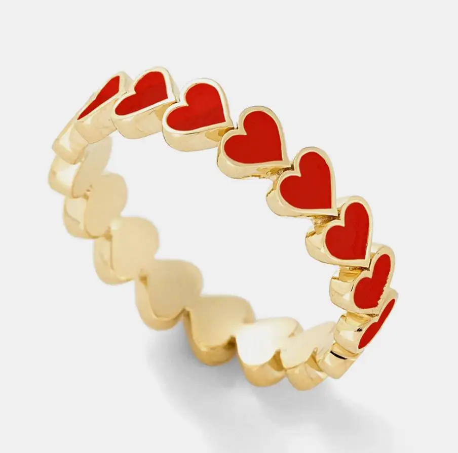 

Custom Designs Jewelry Gold Plated Heart Shape Enamel Ring For Women