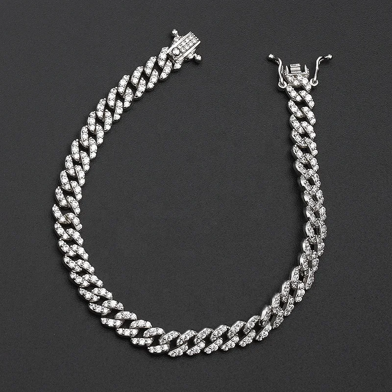 

Hot Sale Fashion 18k Gold Plated 925 Silver Jewelry Miami Iced Out Diamond Hip Hop Bracelet Cuban Link Chain Bracelet