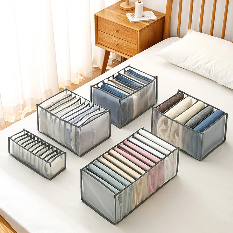 Image of Premium washable material drawer organizer Breathable mesh clothes organizer for large Jeans