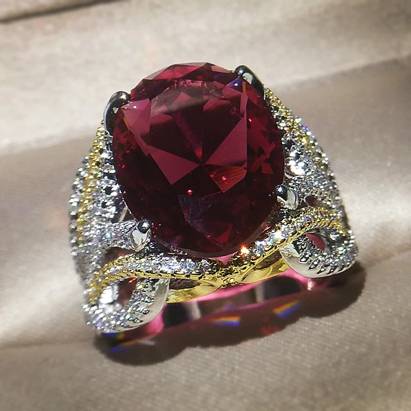 

Elegant Vintage Fashion Jewelry KYRA0789 big Zircon ring for women, Red