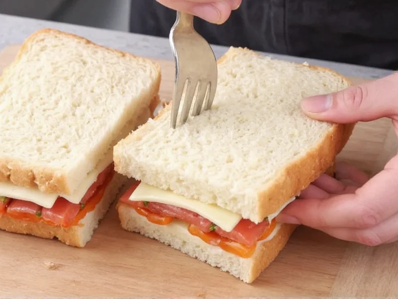 Fork sealing technique for crustless sandwiches