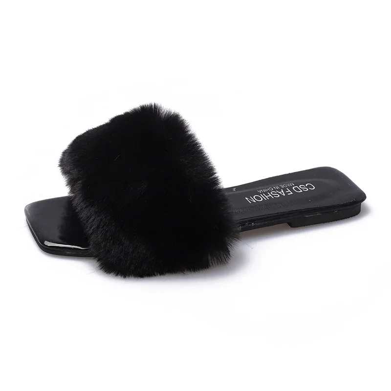 

ins Hot Popular elegant Ladies Slippers plush Women Flat Sandals