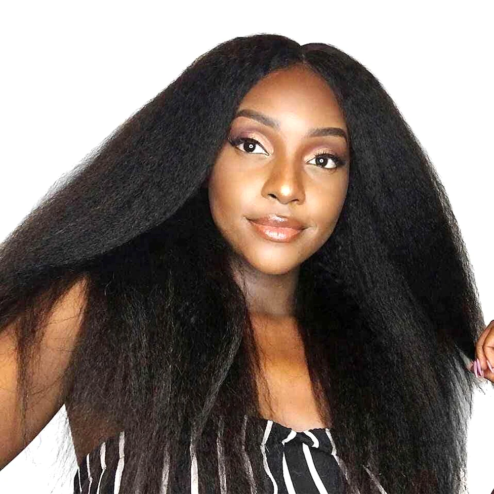 Kinky Straight Texture Machine Double Weft Natural Black Hair Extensions Natural Human Hair 100 % Unprocessed Virgin Hair