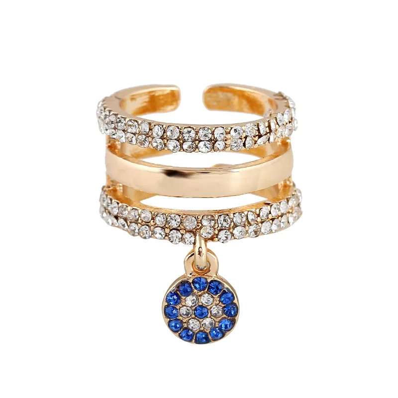 

CHENGYI 2020 Popular design accessories beautiful 3 ring gold crystal adjustable women finger rings, Silver plated