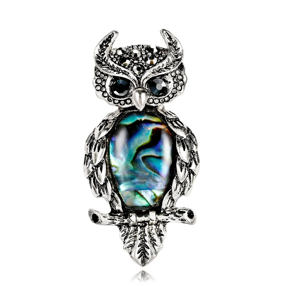 

Free shipping 2020 customizable popular fashion shell owl brooch, Picture color