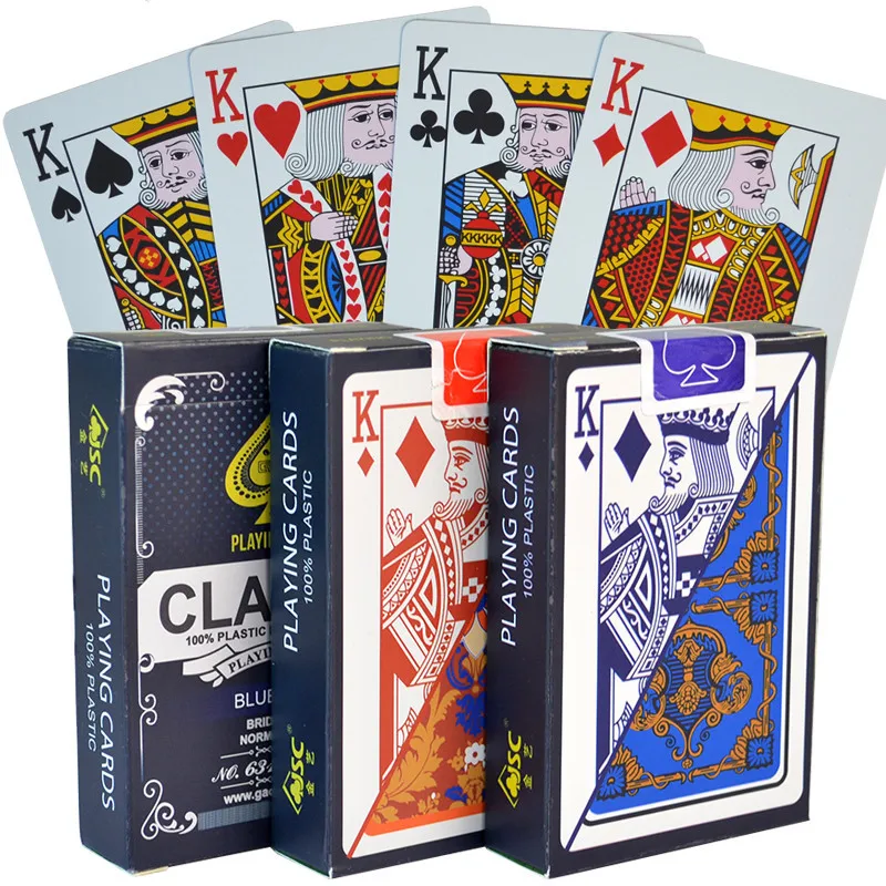 

Texas Hold'em Playing Cards Black Jack Poker Board Game plastic custom poker cards Waterproof, Red/blue