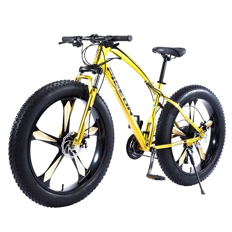 

Golden five-knife wheel bicycle 2021 New Golden color bicycle 26 inch 21 speed fat tire snow mountain bike, Requirements