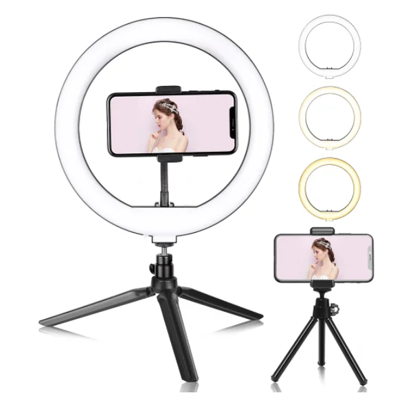 

10inch LED Ring Light Photography Selfie Ring Lighting with Tripod Stand for Smartphone Youtube Makeup Video Studio Ring Lamp