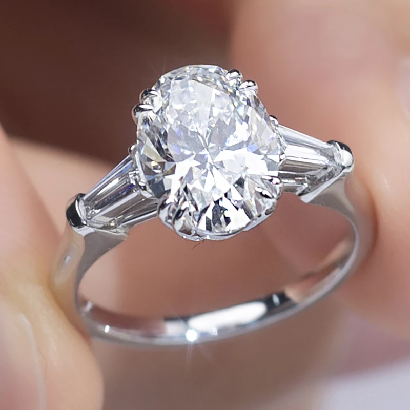 

Messi Jewelry MSR-1294 IGI lab diamond ring 1.8ct oval lab diamond 18k gold ring engagement wedding band classic gift band