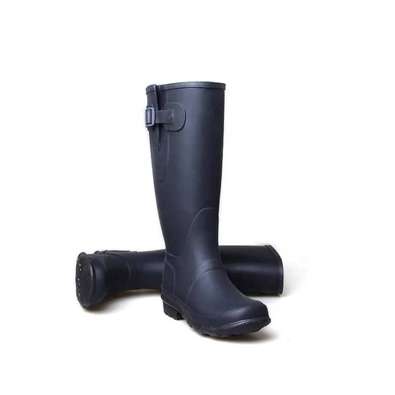 

3539 Safety Gumboots Waterproof Wellies Women Wellington Boots Men Natural Rubber Rain Boots, Navy blue