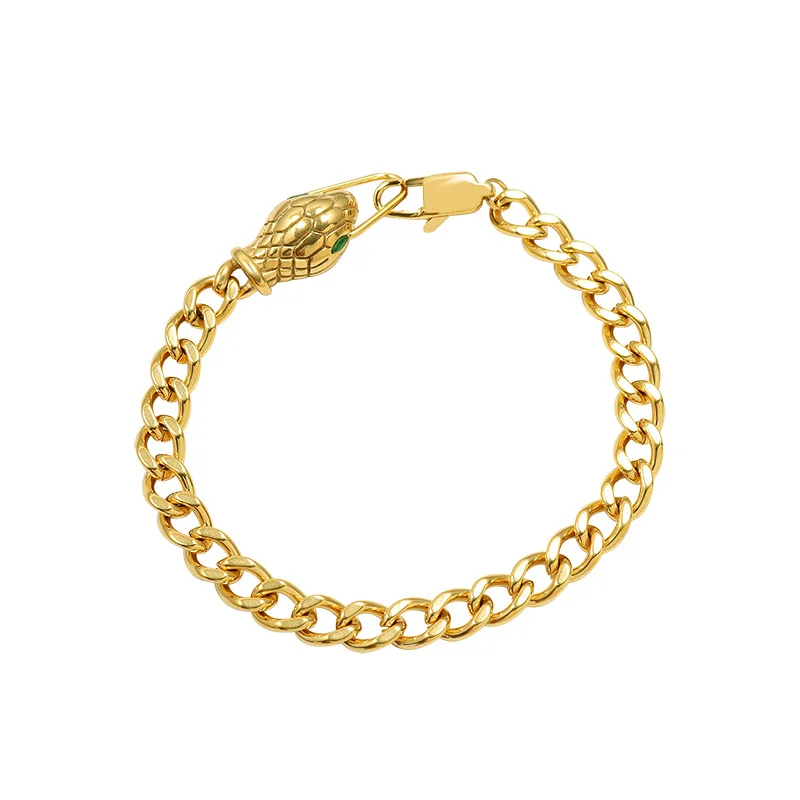 

Fashion Women's Jewelry 18K Gold Plated Stainless Steel Silver Color Snake Head Charm Girls Bracelets & bangles