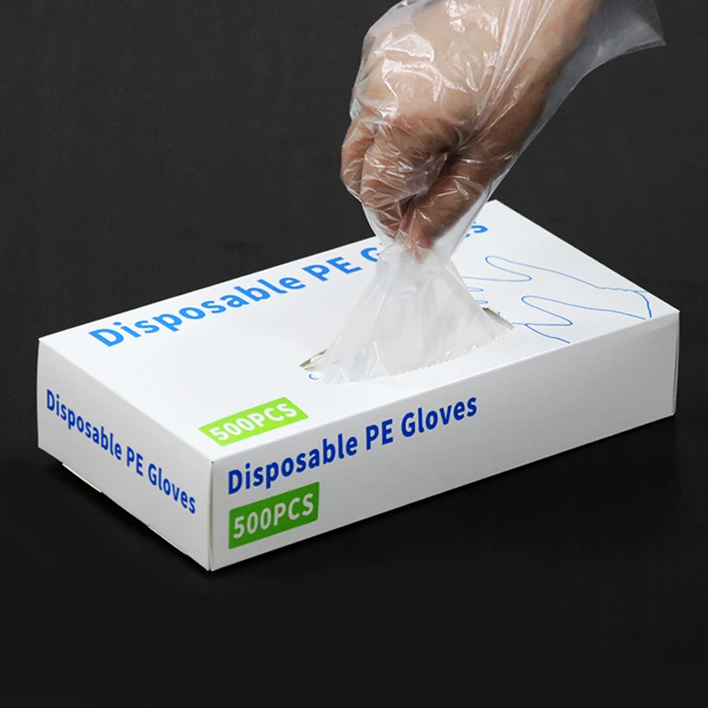 

Cpe tpe 500 paper box gloves carton boxes Clear Plastic Gloves Kitchen Housework Cooking Cleaning touch, Lucency