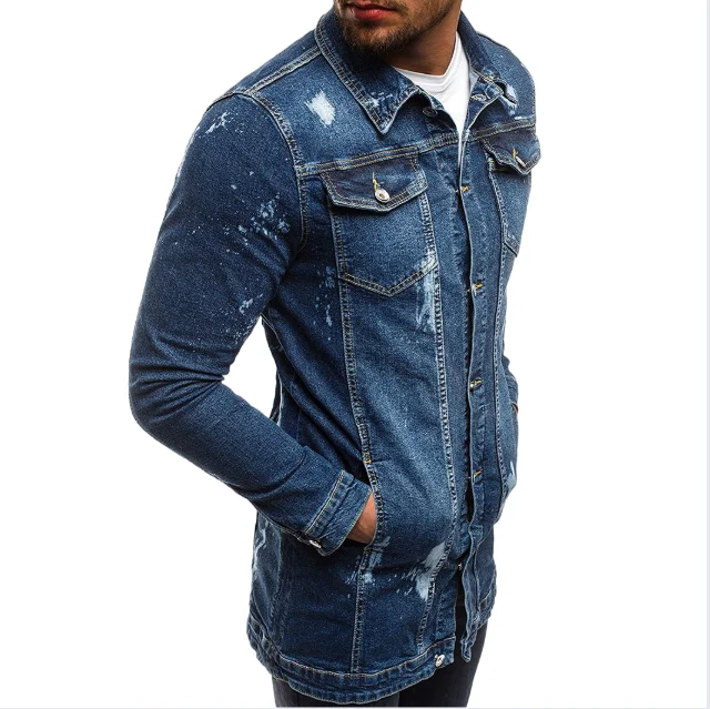 

Modern office men collar shirts men's denim jacket